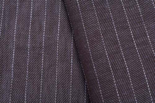 linenschina 2812 (92) Herringbone Linen Fabric - 152g Medium Weight, 137cm Width, White Pinstripe - Structured Shirts & Pants Material #2812