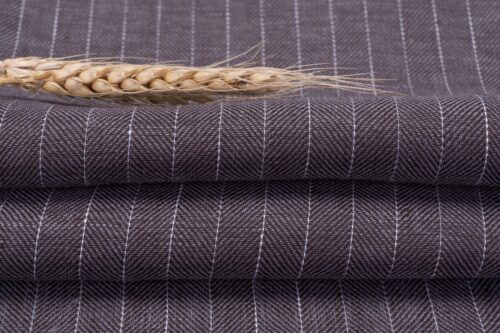 linenschina 2812 (93) Herringbone Linen Fabric - 152g Medium Weight, 137cm Width, White Pinstripe - Structured Shirts & Pants Material #2812