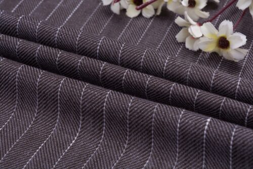 linenschina 2812 (94) Herringbone Linen Fabric - 152g Medium Weight, 137cm Width, White Pinstripe - Structured Shirts & Pants Material #2812