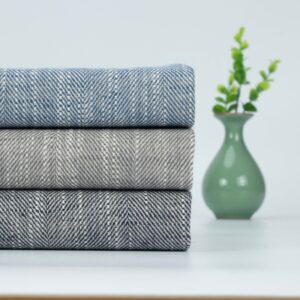 linenschina 2814 (1) Linen Cotton Herringbone Fabric - 210g Heavyweight, 138cm Width, Breathable Blend - Premium Autumn Winter Material #2814