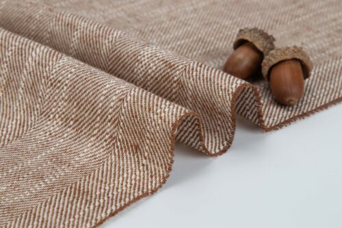 linenschina 2814 (2) Linen Cotton Herringbone Fabric - 210g Heavyweight, 138cm Width, Breathable Blend - Premium Autumn Winter Material #2814