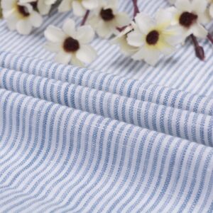 linenschina.2716 (1) 100% Linen Stripe Fabric - 160g Lightweight, 138cm Width, Classic Pinstripe - Breathable Spring Summer Material #2716