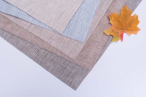 linenschina.2716 (16) 100% Linen Stripe Fabric - 160g Lightweight, 138cm Width, Classic Pinstripe - Breathable Spring Summer Material #2716