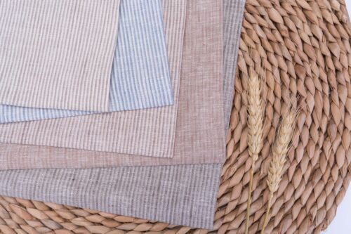 linenschina.2716 (17) 100% Linen Stripe Fabric - 160g Lightweight, 138cm Width, Classic Pinstripe - Breathable Spring Summer Material #2716