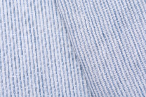 linenschina.2716 (19) 100% Linen Stripe Fabric - 160g Lightweight, 138cm Width, Classic Pinstripe - Breathable Spring Summer Material #2716