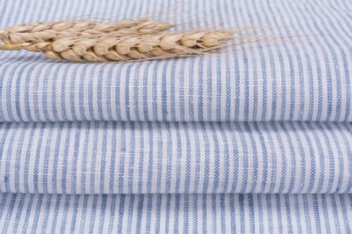 linenschina.2716 (20) 100% Linen Stripe Fabric - 160g Lightweight, 138cm Width, Classic Pinstripe - Breathable Spring Summer Material #2716