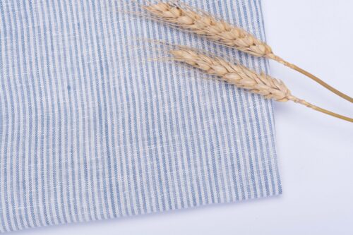 linenschina.2716 (21) 100% Linen Stripe Fabric - 160g Lightweight, 138cm Width, Classic Pinstripe - Breathable Spring Summer Material #2716