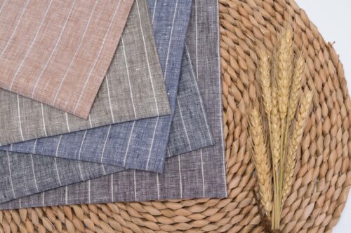 linenschina.2718 (8) Pure Linen Yarn Dyed Fabric - 165g Lightweight, 138cm Width, Colorful Stripes - Summer Spring Cooling Material #2718