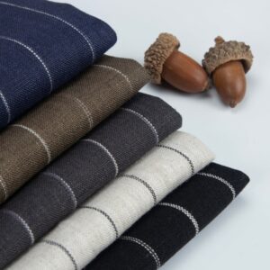 linenschina2817 (1) Yarn Dyed Linen Stripe Fabric - 170g Medium Weight, 138cm Width, Irregular Color Blocks - Unique Spring Summer #2817