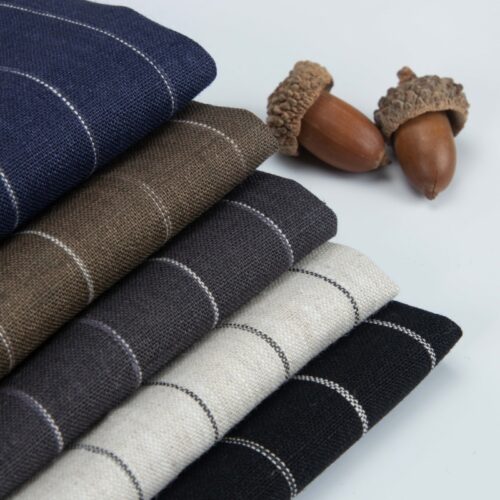 linenschina2817 (1) Yarn Dyed Linen Stripe Fabric - 170g Medium Weight, 138cm Width, Irregular Color Blocks - Unique Spring Summer #2817