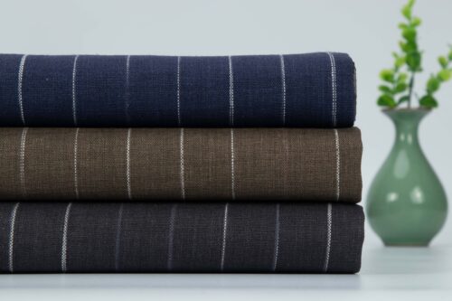 linenschina2817 (11) Yarn Dyed Linen Stripe Fabric - 170g Medium Weight, 138cm Width, Irregular Color Blocks - Unique Spring Summer #2817