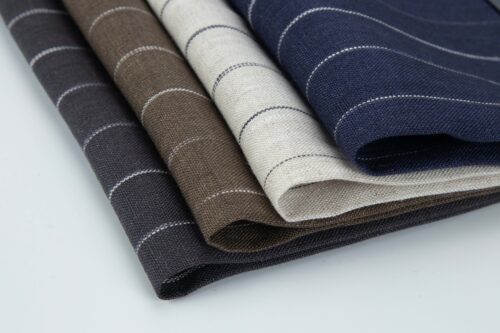 linenschina2817 (12) Yarn Dyed Linen Stripe Fabric - 170g Medium Weight, 138cm Width, Irregular Color Blocks - Unique Spring Summer #2817