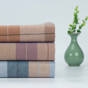linenschina2819 (1) Linen Cotton Blend Fabric - 139g Lightweight, 138cm Width, Yarn Dyed Stripe - Soft Summer Spring Material #2819