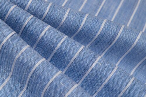 linenschina2851 (8) Classic Striped Linen Fabric - 158g Medium Weight, 138cm Width, Yarn Dyed Quality - Timeless Shirts & Suits Material #2851