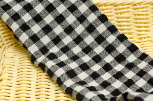 linenschina2863 (10) Linen Cotton Seersucker Fabric - 183g Medium Weight, 130cm Width, Bubble Check Pattern - Spring Autumn #2863
