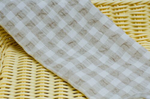 linenschina2863 (11) Linen Cotton Seersucker Fabric - 183g Medium Weight, 130cm Width, Bubble Check Pattern - Spring Autumn #2863