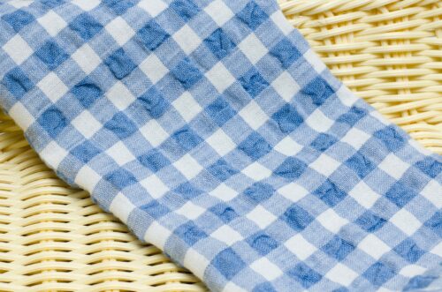 linenschina2863 (12) Linen Cotton Seersucker Fabric - 183g Medium Weight, 130cm Width, Bubble Check Pattern - Spring Autumn #2863