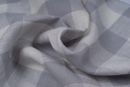 linenschina2906 Yarn Dyed Linen Check Fabric - 143g Lightweight, 138cm Width, Classic Gingham - Summer Spring Cooling Material #2906