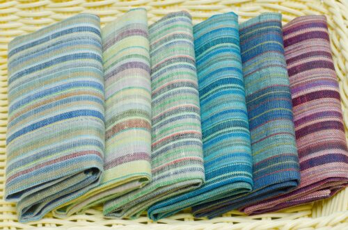 Pastel Stripe Linen Fabric - 103g Ultra Light, 138cm Width, Vintage Color Palette - Spring Summer Essential #2938