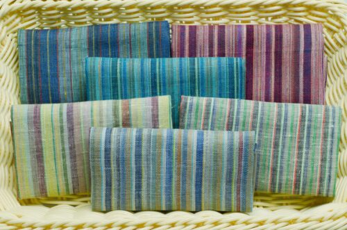 Pastel Stripe Linen Fabric - 103g Ultra Light, 138cm Width, Vintage Color Palette - Spring Summer Essential #2938