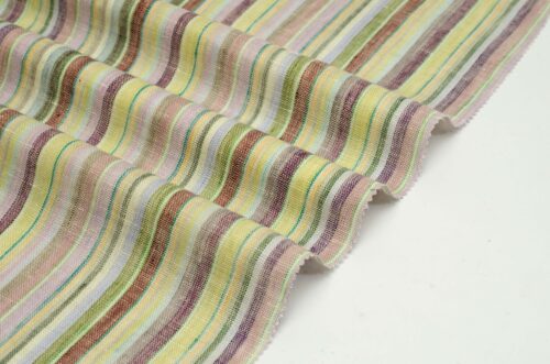 Pastel Stripe Linen Fabric - 103g Ultra Light, 138cm Width, Vintage Color Palette - Spring Summer Essential #2938