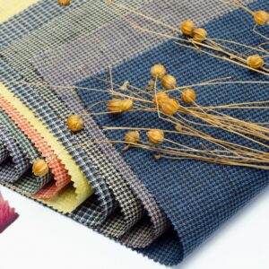 linenschina2940 (1) Houndstooth Linen Fabric - 137g Medium Weight, 138cm Width, Classic Check - Sophisticated Spring Summer #2940