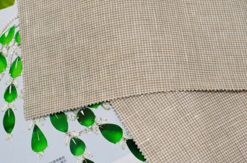 linenschina2940 (7) Houndstooth Linen Fabric - 137g Medium Weight, 138cm Width, Classic Check - Sophisticated Spring Summer #2940
