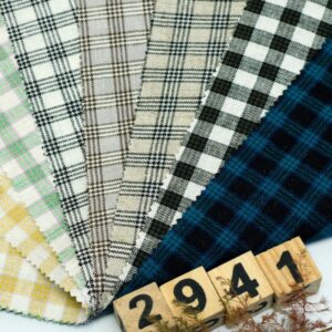 linenschina2941 (1) Linen Rayon Check Fabric - 170g Medium Weight, 138cm Width, Mini Grid Pattern - Spring Summer Autumn #2941