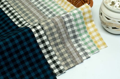 linenschina2941 (5) Linen Rayon Check Fabric - 170g Medium Weight, 138cm Width, Mini Grid Pattern - Spring Summer Autumn #2941