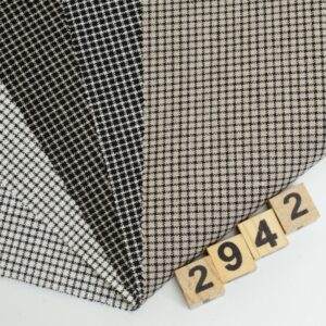 linenschina2942 (1) Linen Cotton Poly Check - 175g Medium Weight, 138cm Width, Subtle Grid - Retro Spring Summer Autumn #2942
