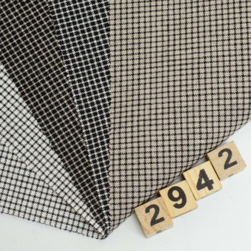 linenschina2942 (1) Linen Cotton Poly Check - 175g Medium Weight, 138cm Width, Subtle Grid - Retro Spring Summer Autumn #2942