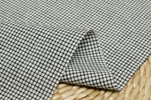 linenschina2942 (4) Linen Cotton Poly Check - 175g Medium Weight, 138cm Width, Subtle Grid - Retro Spring Summer Autumn #2942