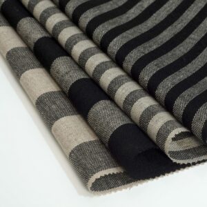 linenschina2954 (1) Linen Blend Stripe - 144g Lightweight, 138cm Width, Grey Tones - Understated Spring Summer #2954