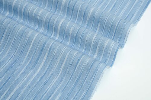 linenschina2956 (9) Linen Mix Stripe - 148g Lightweight, 140cm Width, Irregular Lines - Summer Spring Relaxed Style #2956