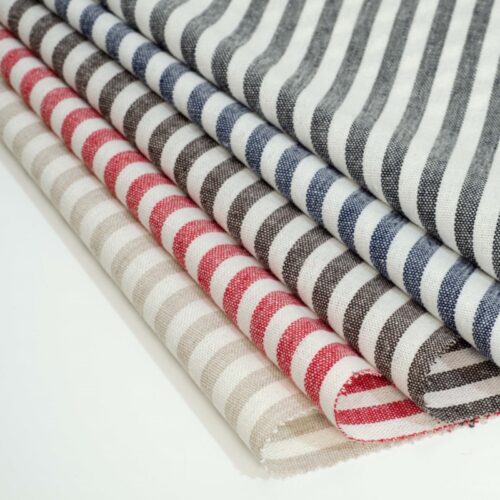 linenschina2957 (1) Classic Linen Blend - 182g Medium Weight, 138cm Width, Fine Stripe - Year-Round Natural Fabric #2957