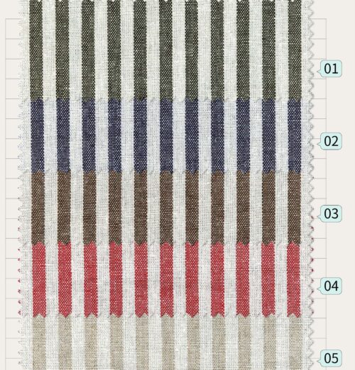 linenschina2957 (2) Classic Linen Blend - 182g Medium Weight, 138cm Width, Fine Stripe - Year-Round Natural Fabric #2957