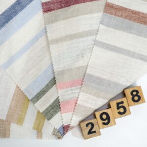 linenschina2958 (1) Fresh Linen Stripe - 149g Medium Weight, 138cm Width, UV Protection - Must-Have Summer Fabric #2958