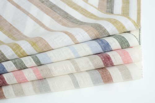 linenschina2958 (3) Fresh Linen Stripe - 149g Medium Weight, 138cm Width, UV Protection - Must-Have Summer Fabric #2958