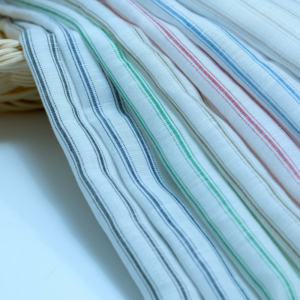 linenschina2959 (1) Tencel Linen Stripe - 124g Lightweight, 140cm Width, Cool Summer Feel - Vibrant Color Story #2959