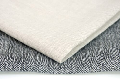 linenschina3422 (11) 100% Linen Herringbone Fabric - 160g Medium Weight, 138cm Width, Structured Drape - Year-Round #3422
