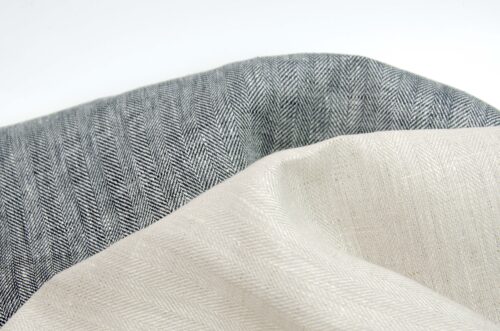 linenschina3422 (3) 100% Linen Herringbone Fabric - 160g Medium Weight, 138cm Width, Structured Drape - Year-Round #3422