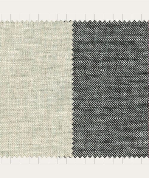 linenschina3422 (4) 100% Linen Herringbone Fabric - 160g Medium Weight, 138cm Width, Structured Drape - Year-Round #3422