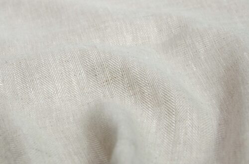 linenschina3422 (5) 100% Linen Herringbone Fabric - 160g Medium Weight, 138cm Width, Structured Drape - Year-Round #3422