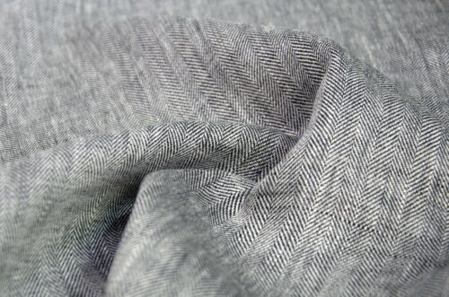 linenschina3422 (9) 100% Linen Herringbone Fabric - 160g Medium Weight, 138cm Width, Structured Drape - Year-Round #3422