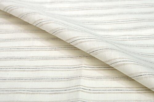 linenschina3423 (4) Linen Metallic Stripe Fabric - 160g Medium Weight, 138cm Width, 2% Gold/Silver Yarn - Subtle Shine #3423
