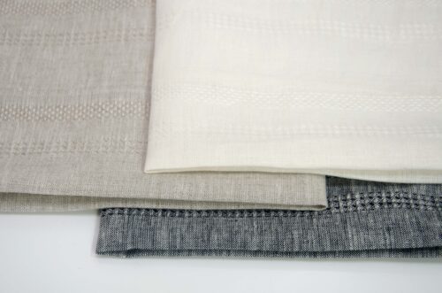 linenschina3424 (10) Linen Cotton Blend Fabric - 245g Heavyweight, 138cm Width, Minimalist Jacquard - Quiet Luxury #3424