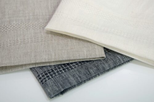 linenschina3424 (11) Linen Cotton Blend Fabric - 245g Heavyweight, 138cm Width, Minimalist Jacquard - Quiet Luxury #3424