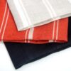 linenschina3426 (1) Linen Cotton Poly Blend - 128g Lightweight, 142cm Width, Textured Stripe - Spring Summer #3426