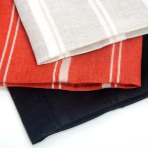 linenschina3426 (1) Linen Cotton Poly Blend - 128g Lightweight, 142cm Width, Textured Stripe - Spring Summer #3426