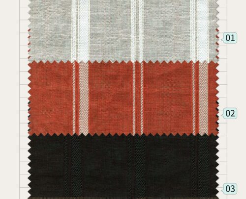 linenschina3426 (10) Linen Cotton Poly Blend - 128g Lightweight, 142cm Width, Textured Stripe - Spring Summer #3426